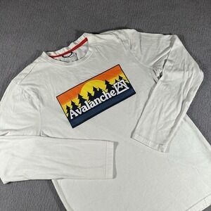 Avalanche Outdoor Supply Long Sleeve White Shirt Crew Neck Size Medium Mountains